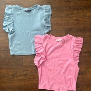 Zara Ruffle Tanks - Sky Blue & Pink